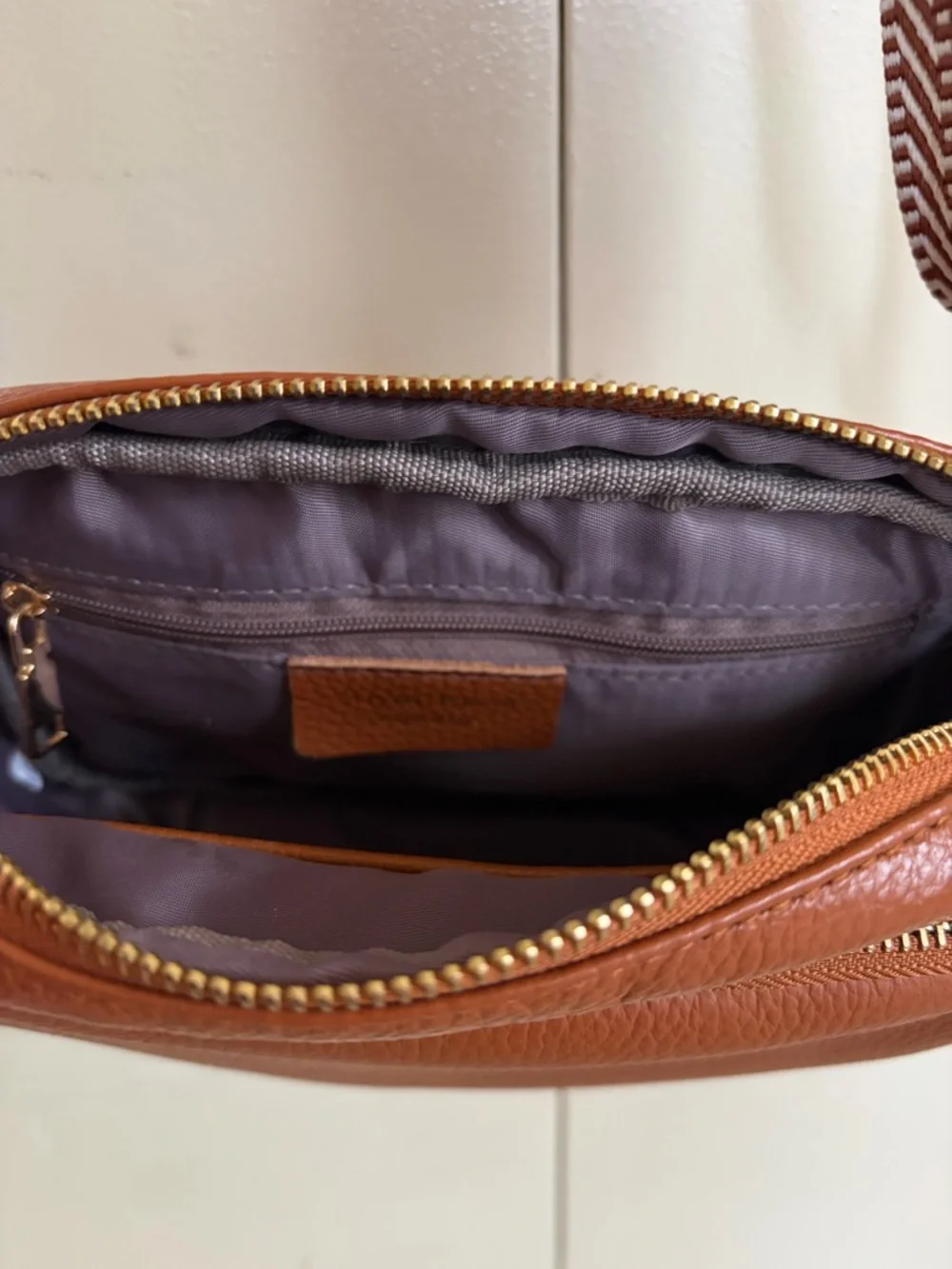 Everyday Pebbled Leather Crossbody in Cognac - Picture 4 of 4